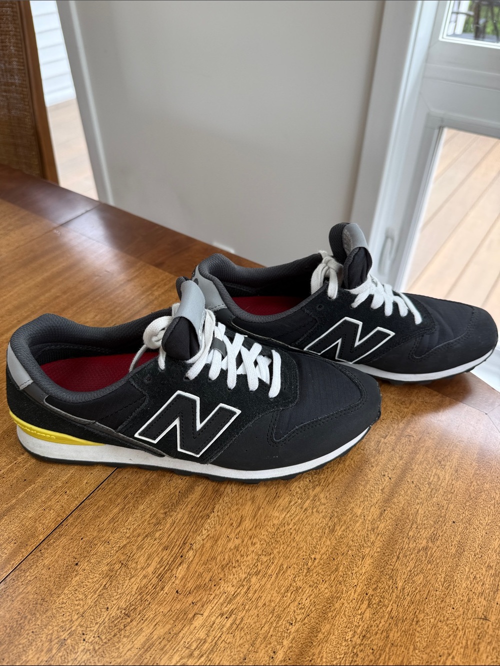 Figs New Balance Black & White Sneakers with Yellow Heel Trim